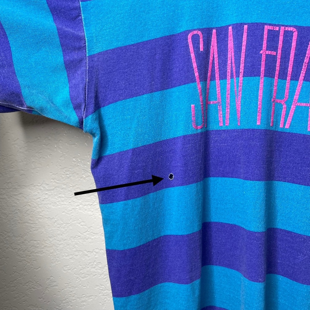 Vintage 80s Striped San Francisco Boxy Oversized Boxy T-Shirt - Picture 7 of 13